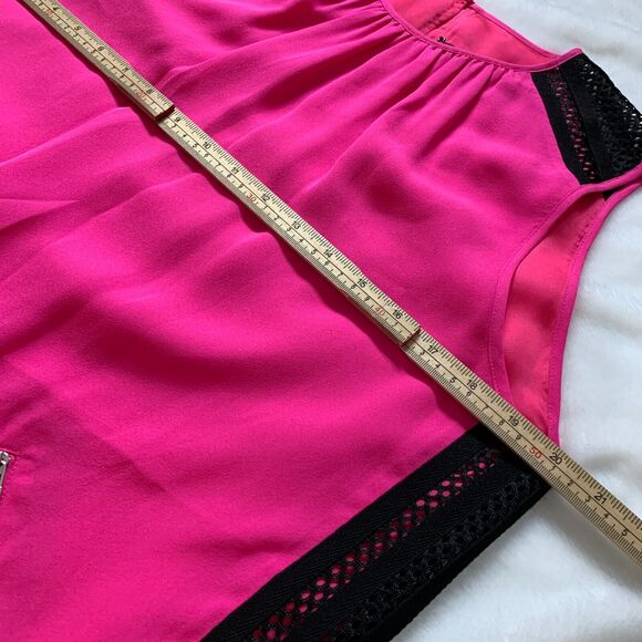 L.A.M.B. Gwen Stefani Black Hot Pink Above Knee Sleeveless Silk Dress Size 6 - Picture 4 of 12